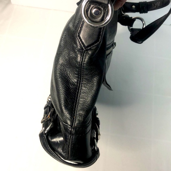 MICHAEL KORS Black Leather Buckle Accents Slim Crossbody Bag silver hardware - Picture 4 of 16